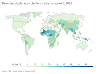 Drowning death rates – children under the age of 5, OWID.svg