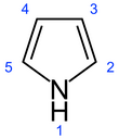 Numbered skeletal formula of pyrrole