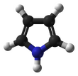 Ball-and-stick model of the pyrrole molecule