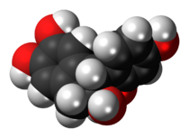 Space-filling model of the brazilin molecule