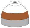 Illustration of cylinder shoulder painted in brown (lower and white (upper) bands