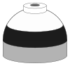 Illustration of cylinder shoulder painted in black (lower) and white (upper) bands for a mixture of oxygen and nitrogen.