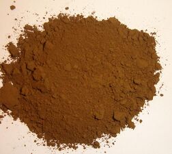 Natural or raw umber pigment is clay rich in iron oxide and manganese