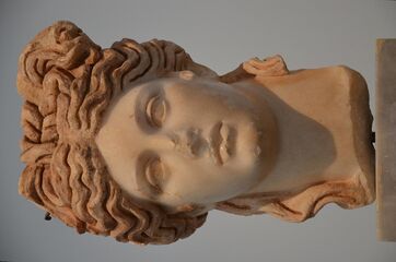 Marble head of a goddess, found in the Hadrianic Baths, 2nd century AD