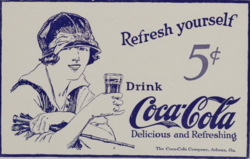 Coca-Cola advertisement of a woman holding a glass