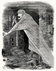 A phantom brandishing a knife floats through a slum street