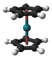 Ball-and-stick model of ruthenocene molecule