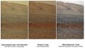 Comparison of color versions (raw, natural, white balance) of Mount Sharp (Aeolis Mons) on Mars