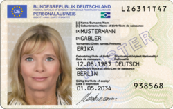 EU national identity card (German version pictured (2024))