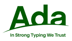 Green logo on horizon with Ada letters and slogan