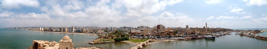Panorama of Sidon as seen from the top of the Sea Castle, 2009