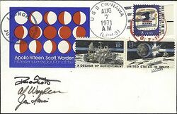Envelope with three stamps and a design of the phases of the moon