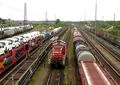 Variety of rolling stock in rail yard in Germany