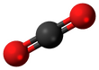 Ball-and-stick model of carbon dioxide