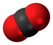 Space-filling model of carbon dioxide