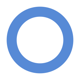 A hollow circle with a thick blue border and a clear centre