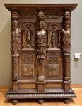 Cupboard; c. 1580; walnut and oak, partially gilded and painted; height: 2.06 m, width: 1.50 m; Louvre[47]