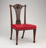 Neoclassical chair; circa 1772; mahogany, covered in modern red Morocco leather; height: 97.2 cm; Metropolitan Museum of Art (New York City)