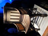 Ancient Egyptian armchair of Tutankhamun; 1336–1326 BC; wood, ebony, ivory and gold leaf; height: 71 cm; Exposition of Tutankhamun Treasure in Paris (2019)