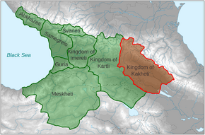 Kingdom of Kakheti after Georgia's dissolution as a unified state, in 1490