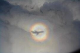 A solar glory, as seen from a plane