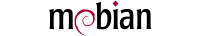 Mobian logo, with the Debian ragged spiral replacing the "o" in "Mobian"