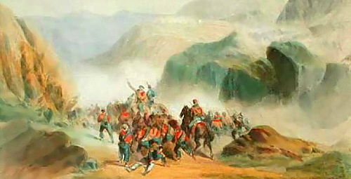Schlacht von Calatafimi, Lithographie C. Perrin, 1861
