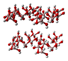 Unit cell ball and stick model of aluminium hydroxide