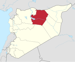 Map of Syria with Raqqa highlighted