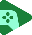Green gamepad inside of a green triangle, used to distinguish Google Play Games
