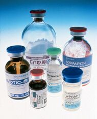 Six medicine bottles.