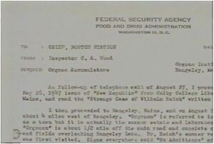 typewritten letter on Food and Drug Administration headed paper