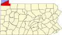 Map of Pennsylvania highlighting Erie County.svg