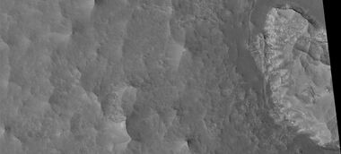 Enlargement of a light-toned structure on floor of Noctis Labyrinthus, as seen by HiRISE under HiWish program. Note: this is an enlargement of a previous image.