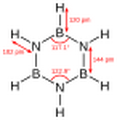 Borazine, a 6-membered inorganic heterocyclic compound (may be aromatic).