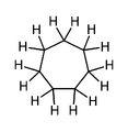Cycloheptane, a simple 7-membered carbocyclic compound, methylene hydrogens shown (non-aromatic).