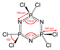 Hexachlorophosphazene, a 6-membered inorganic heterocyclic compound (aromatic).