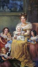 Empress Maria Leopoldina of Brazil with her children.