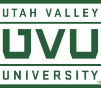 UVU logo combining full name of school with monogram of school acronym