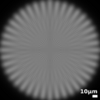 The image of a spoke target as imaged by an aberrated optical system.