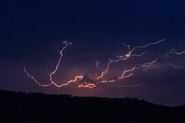 Multiple paths of cloud-to-cloud lightning, Swifts Creek, Australia.