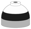 Illustration of cylinder shoulder painted in black (lower) and white (upper) bands for a mixture of oxygen and nitrogen.