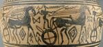 Procession of chariots on a Late Geometric amphora from Athens (c. 720–700 BC).