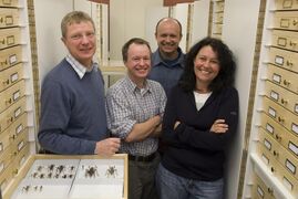 Left to right: curator John Marris, ecology tutor Nathan Curtis, Milen Marinov, and Marlene Leggett