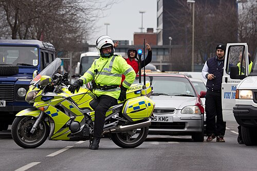 A British police motorcycle