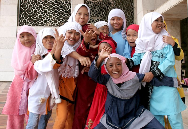 Muslim girls at Istiqlal Mosque Jakarta Indonesia.jpg