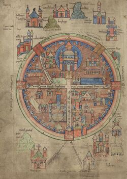 A 12th century diagram of Jerusalem in a round shape