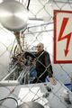 Eduard Kozulin, head of group at the Laboratory of Nuclear Reactions, checking the experiment readiness of the super sensitive analyzer of heavy atoms mass.