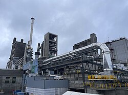 Photo of the exterior of a cement plant