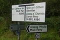 Bilingual Gaelic–English road sign, at Lochaline in the Scottish Highlands